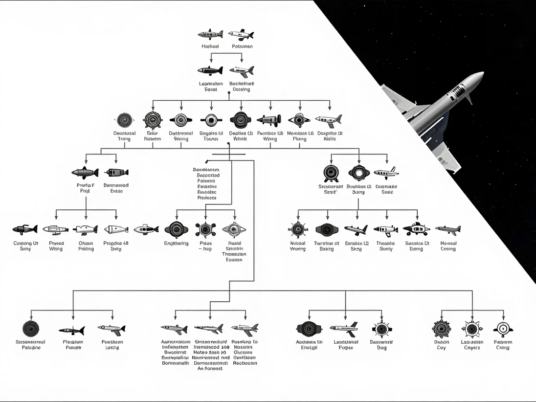 Technical diagram of a multi-column sitemap, showing hierarchical